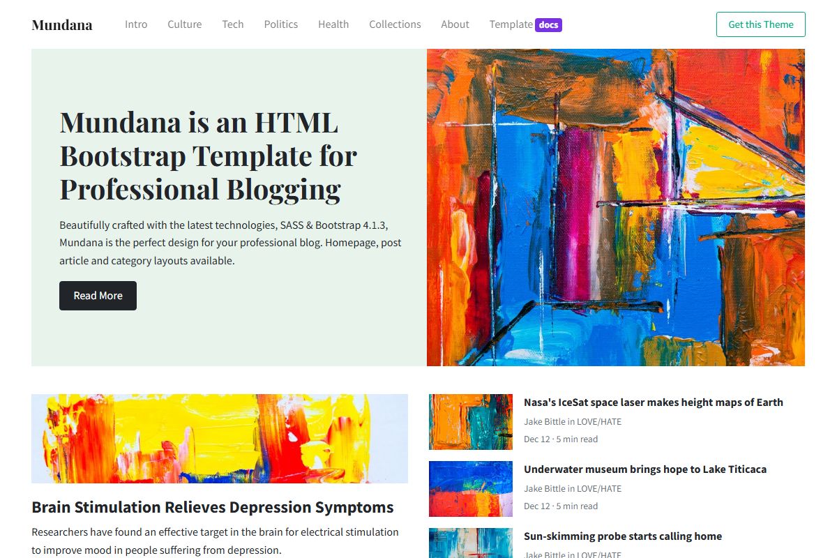 Mundana Is An Html Bootstrap Template For Professional Blogging 43