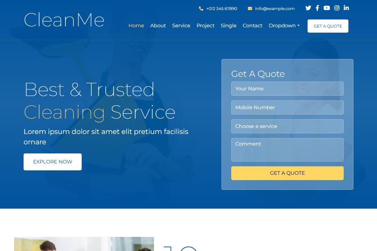 Cleanme Cleaning Company Website Template