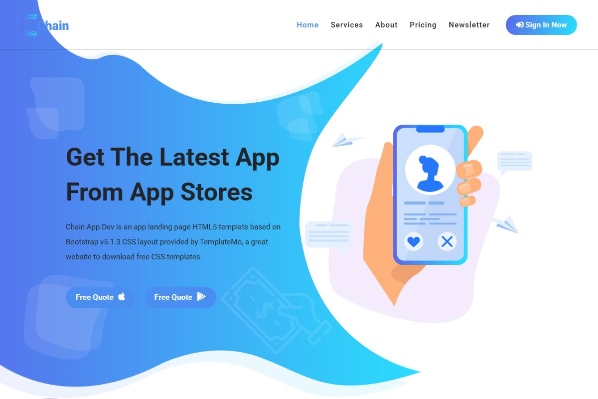 Chain App Dev App Landing Page Html5 Template