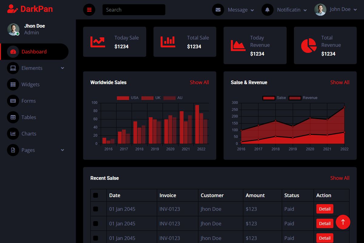 Darkpan Bootstrap 5 Admin 720